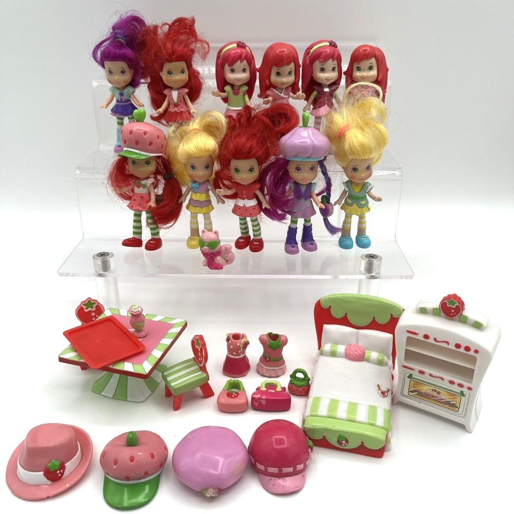 Strawberry Shortcake Berry Cafe Playset Magic Braid Dolls Lot 2008 Figures 28 pc